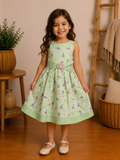 Robe Fille Fleurie Vert Pastel – Élégance et Douceur pour Toutes les Occasions