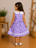 Robe Fille Violette à Col Marin Croisé et Marguerites – Clara
