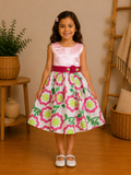 Robe de fête pour petite fille - Roses brodées et imprimé floral