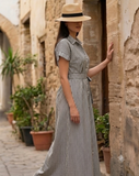 Robe Chemise Midi à Rayures – Le Chic Estival Intemporel