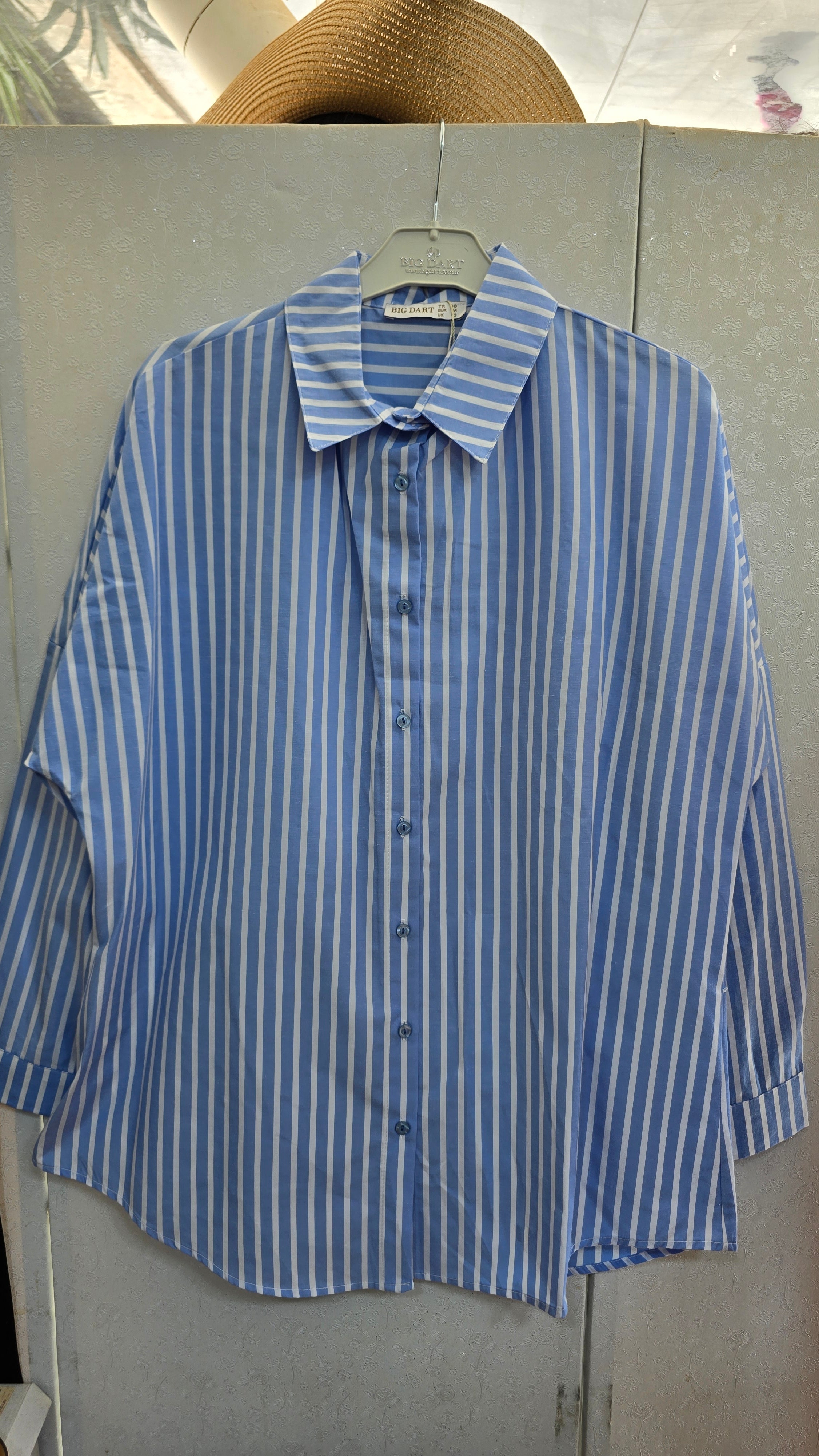 Chemise Oversize Rayée Bleu et Blanc – Style Casual Chic