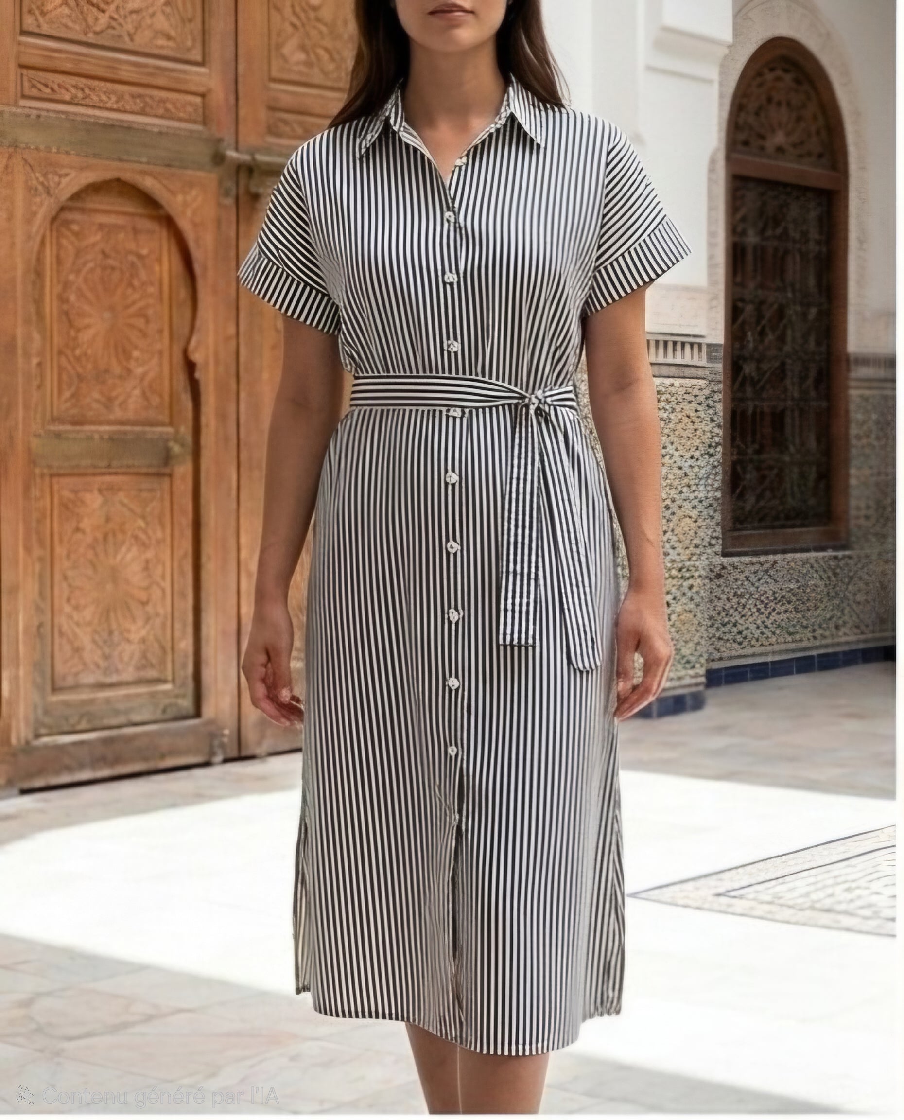 Robe Chemise Midi à Rayures – Le Chic Estival Intemporel