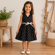 Robe Patineuse Noire à Motifs pour Fille – Édition Douceur Fleurie (avec Ceinture Ruban Rose)