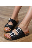 Sandales Arizona Brillantes à Boucles Strass – Noir & Liège