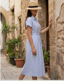 Robe Chemise Midi à Rayures – Le Chic Estival Intemporel
