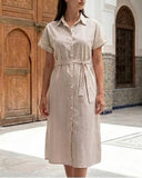 Robe Chemise Midi à Rayures – Le Chic Estival Intemporel