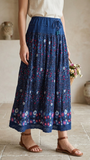 Jupe Longue Bohème Fleurie – Azur & Dentelle