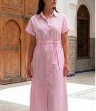 Robe Chemise Midi à Rayures – Le Chic Estival Intemporel