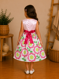Robe de fête pour petite fille - Roses brodées et imprimé floral