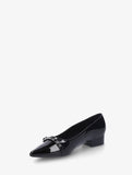 Escarpins petits talons noirs vernis à boucle style punk / preppy