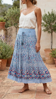 Jupe Longue Bohème Fleurie – Azur & Dentelle